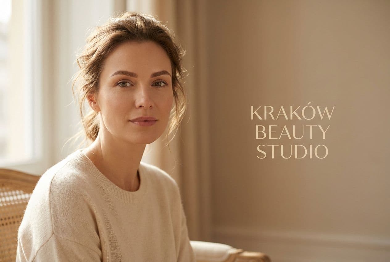 Naturalnie zarysowane brwi z delikatnym gradientem ombre — portret klientki gabinetu makijażu permanentnego w Krakowie